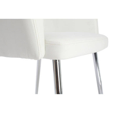 Merrik White Leather Effect Chair With Chrome Legs