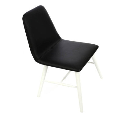 Black Leather Effect Dining Chair with White Legs | Cassy