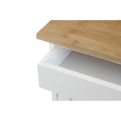Harlow White And Bamboo Top Kitchen Trolley