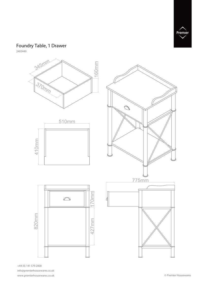 Foundry 1 Drawer Table