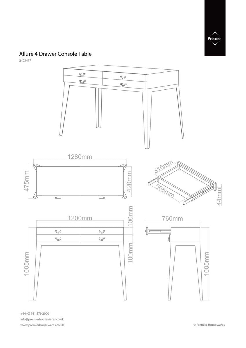 Lure 4 Drawers Console Table