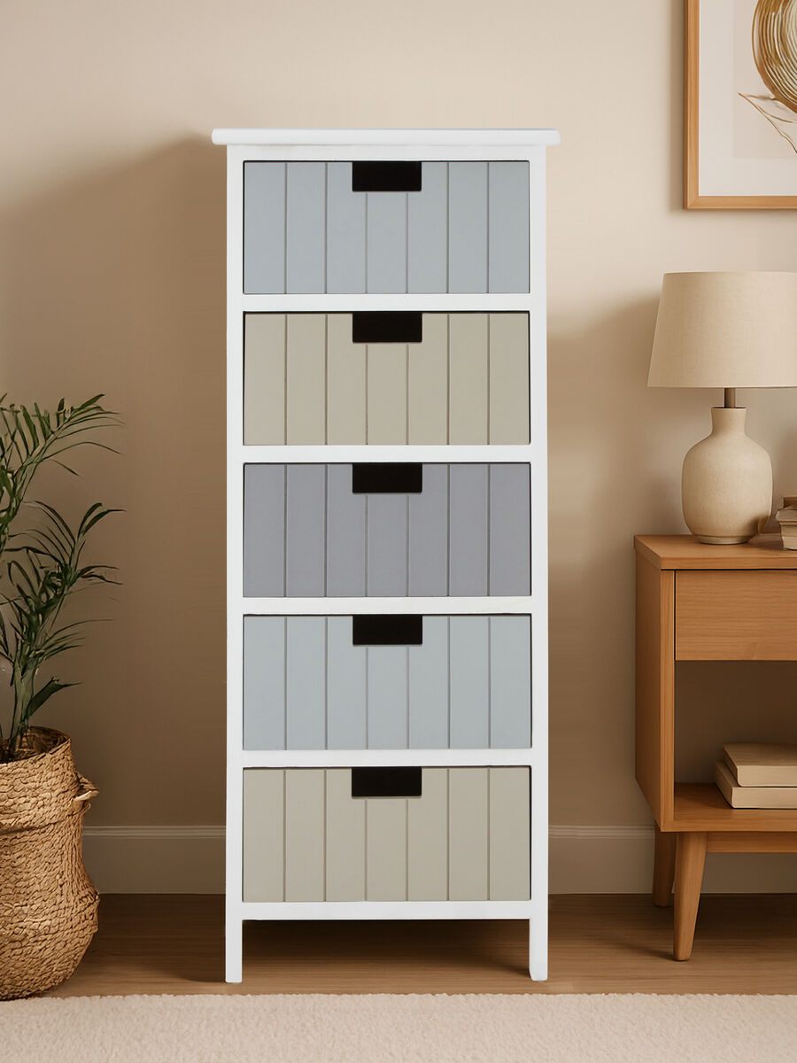 New England White 5 Drawers Chest