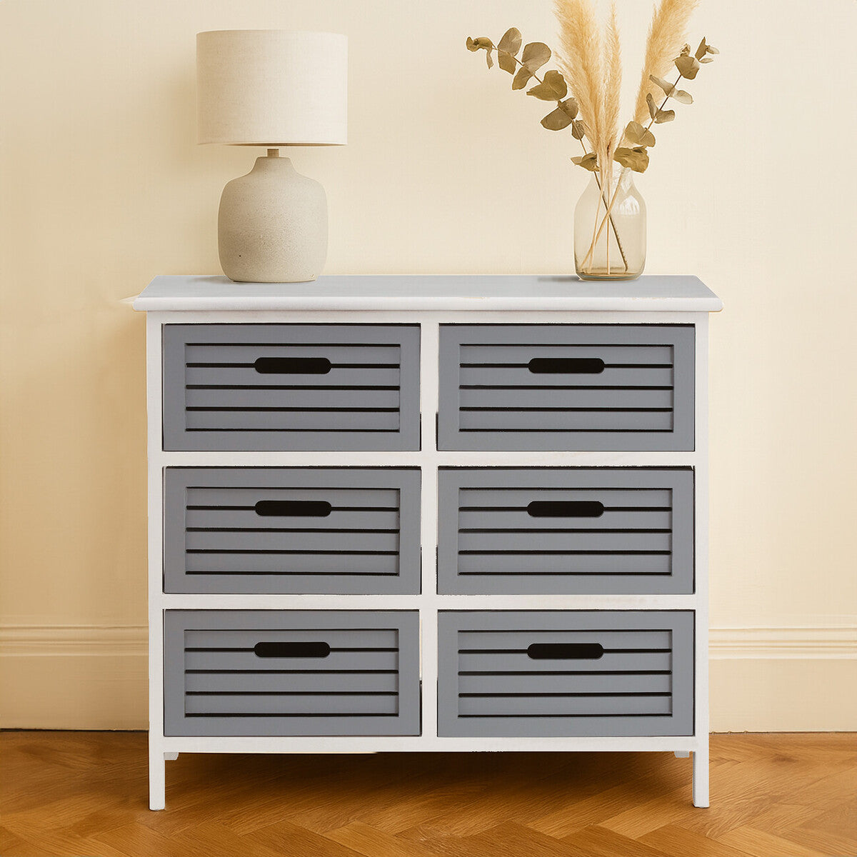 Vermont 6 Grey Drawers Unit