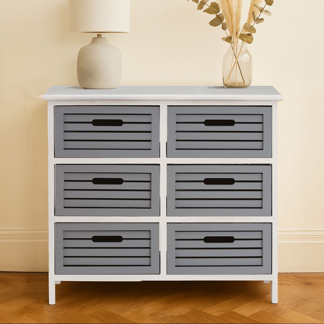 Vermont 6 Grey Drawers Unit