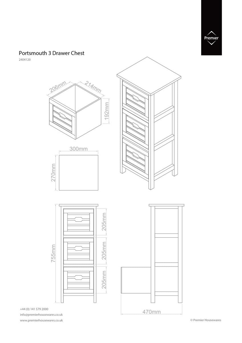 Portsmouth 3 Drawer Chest