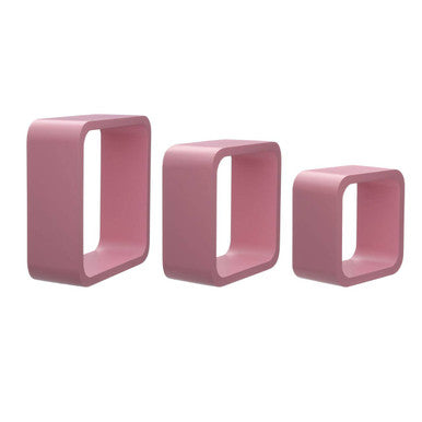 Set Of Three Pink Mdf Wall Cubes