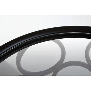 Black Round Glass Top Side Table with Circular Frame Design Meta Base | Antalya
