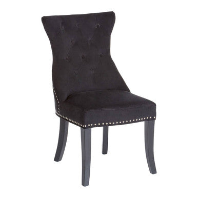 Black Cotton Velvet Dining Chair | Regents Park