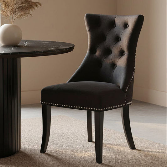 Regents Park Black Cotton Velvet Dining Chair