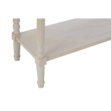 Grey Natural Wooden Two-Tier Display Top Console Table with 2 Drawers and Carved Legs, Heritage