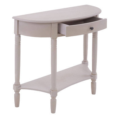 Grey Putty Natural Wooden One-Drawer Console Table with Open Lower Shelf and Carved Spindle Legs | Heritage