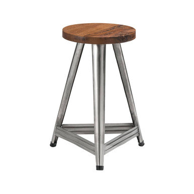 Avro Silver Wood Stool with Silver Metal Base