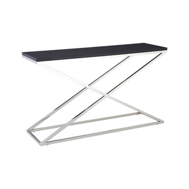 Black Leather Effect Console Table with Cross Design, Tribute
