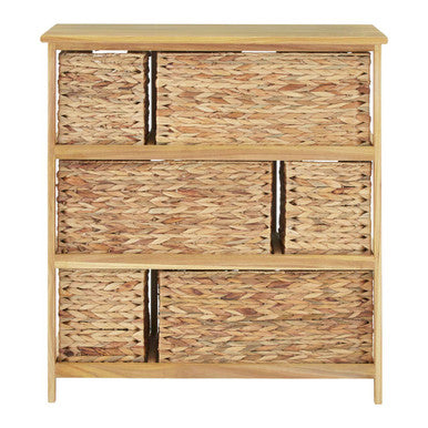 Padstow 6 Basket Drawers Natural Water Storage Unit