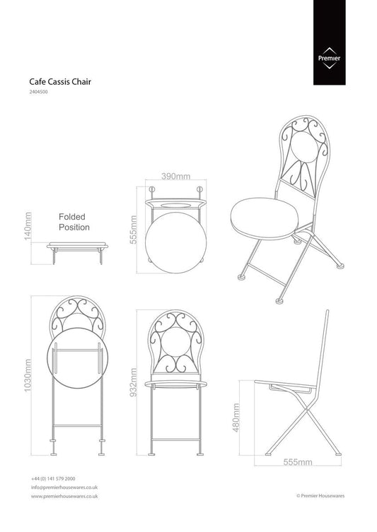 Cafe Cassis Cream Powder Coated Metal Chair