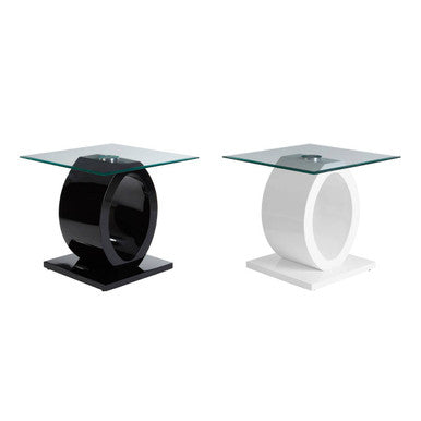 Halo Clear Glass and Black High Gloss Finish Side Table