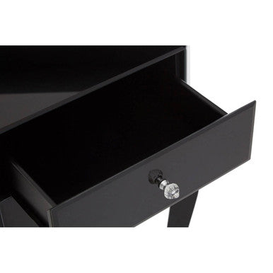 Orchid 1 Drawer Black Mirrored Glass Side Table
