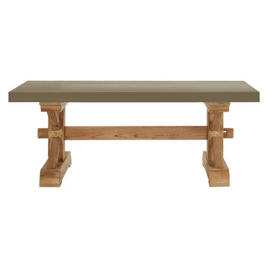 Grey Finish Top Traditional Wooden Coffee Table with Natural Wood Base, Pompeii