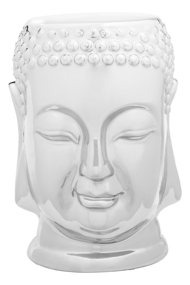 Complements Silver Dolomite Buddha Sculpted Side Table Deep Black Rounded Top | Torcello