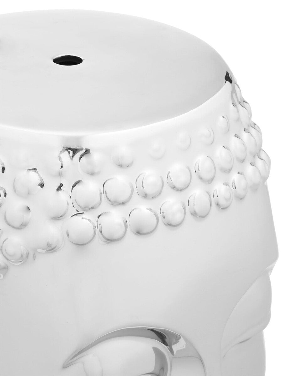 Complements Silver Dolomite Buddha Sculpted Side Table Deep Black Rounded Top | Torcello