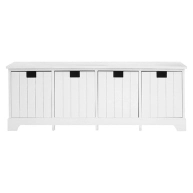 White Storage Bench with 4 Drawers | New England
