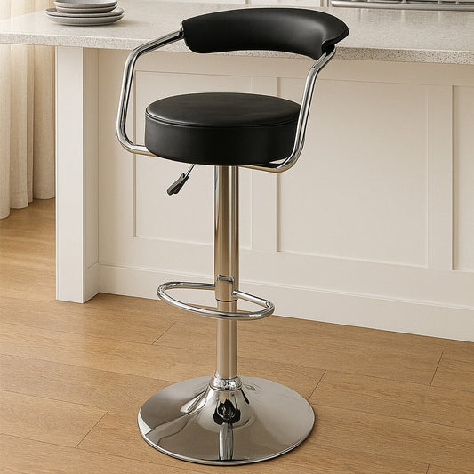 Scala Black Leather Effect Bar Chair