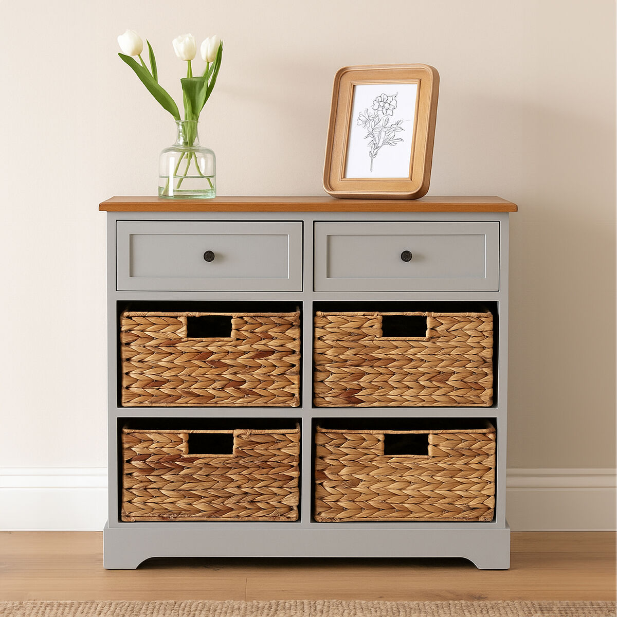 Vermont Two Drawers Four Baskets Cabinet.