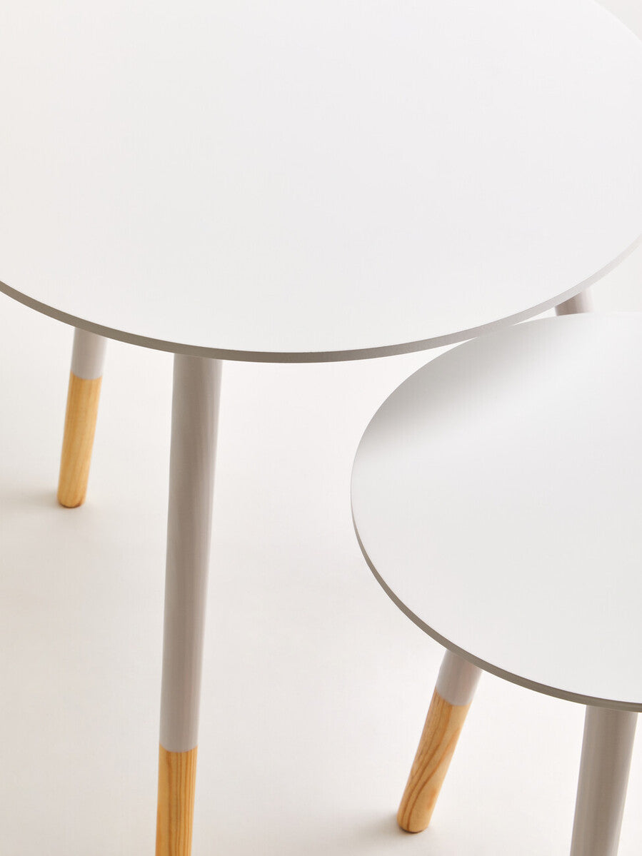 Set Of Two Viborg White Round Side Tables