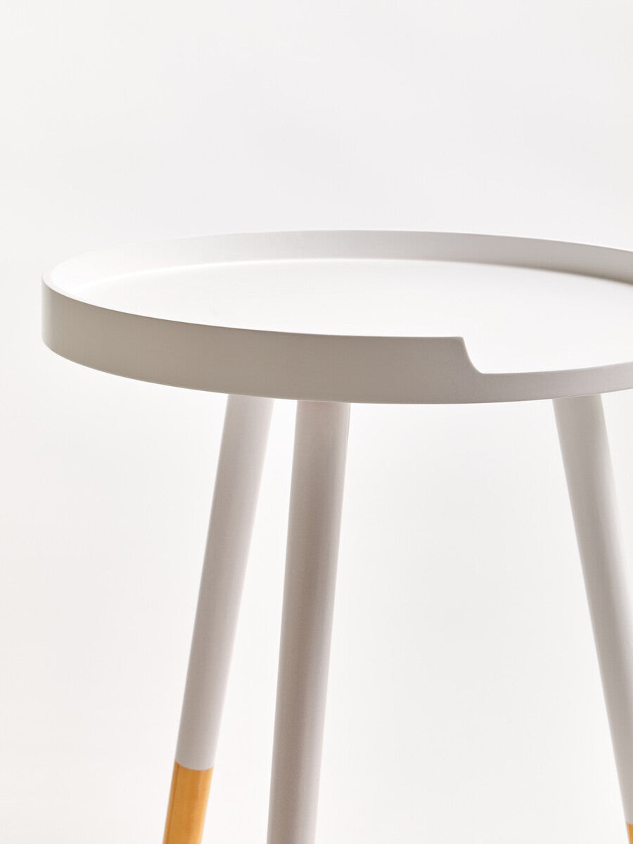 Viborg White And Natural Round Side Table