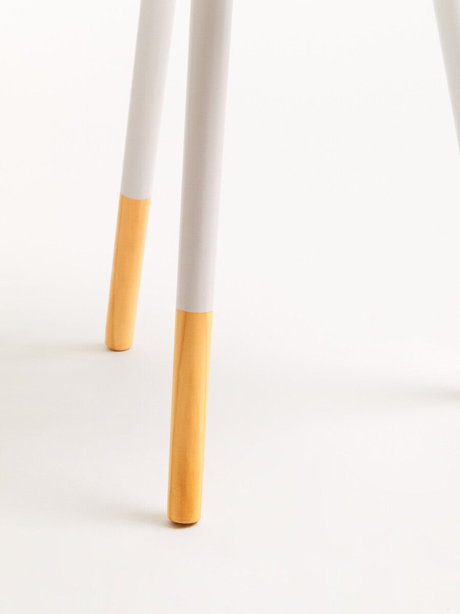 Viborg White And Natural Round Side Table