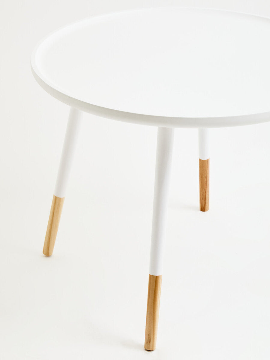 Viborg White And Natural Small Round Side Table