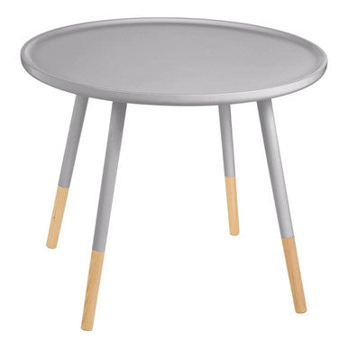 Grey Large Round Side Table with Natural Wood Effect Feet | Viborg