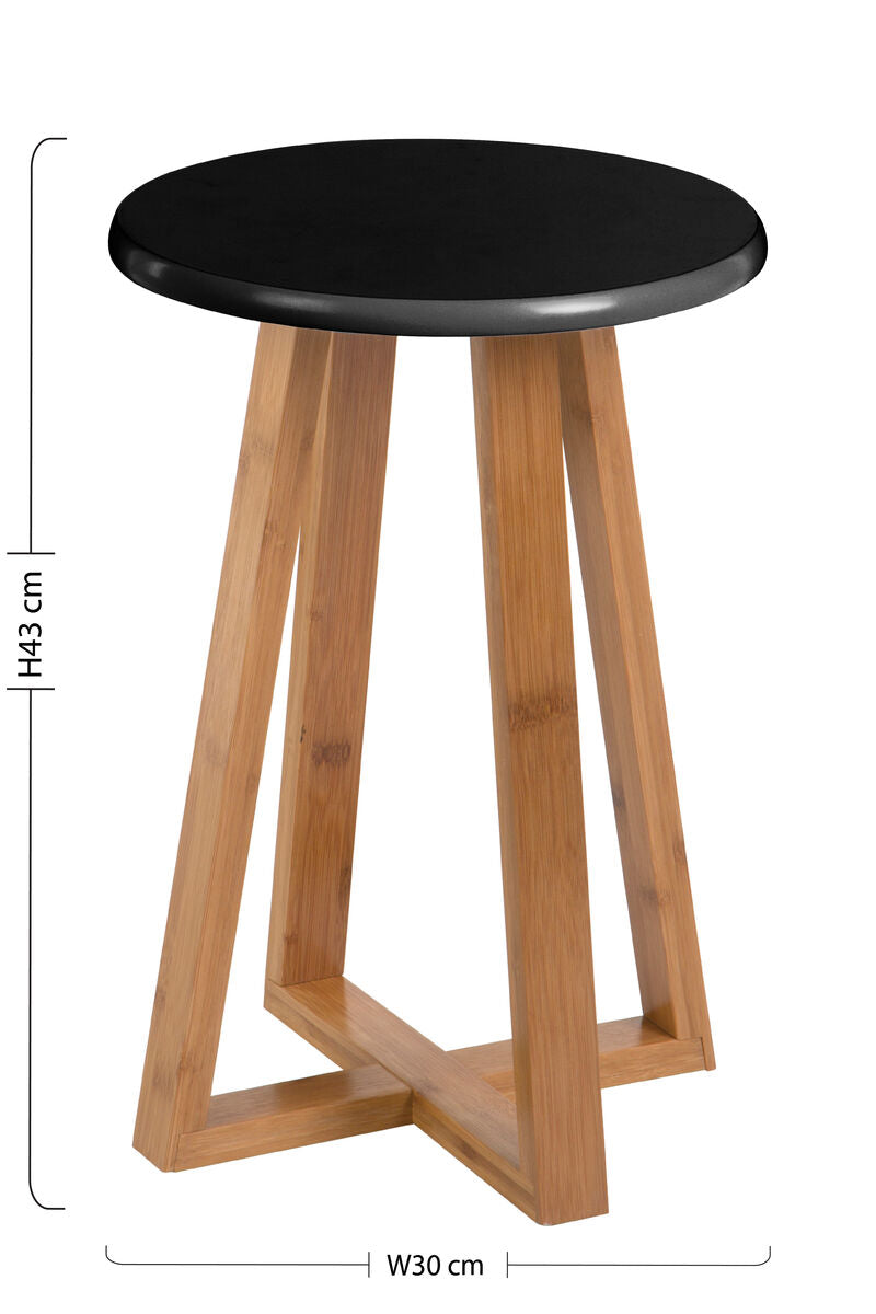 Viborg Black Bamboo Round Stool