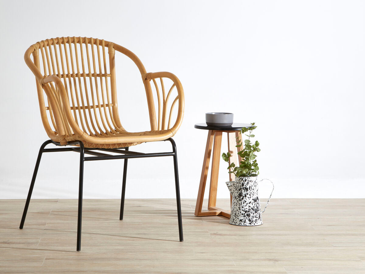 Viborg Black Bamboo Round Stool