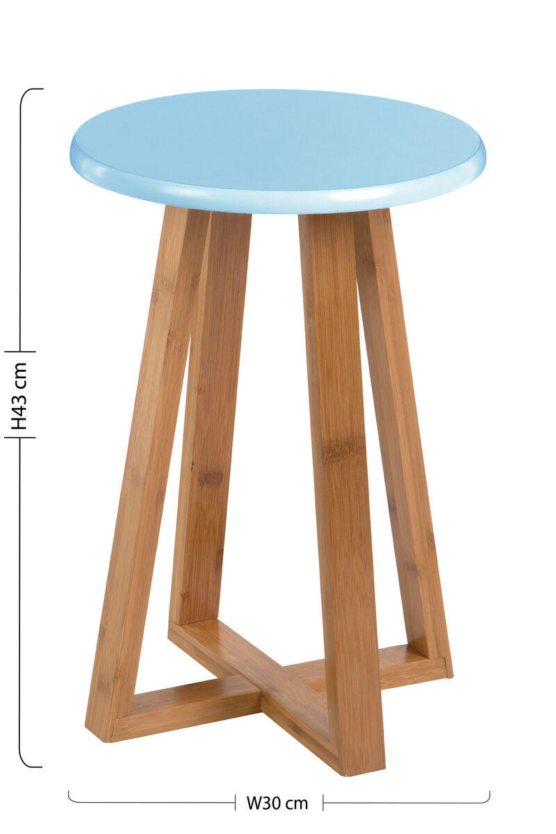 Viborg Blue Bamboo Round Stool