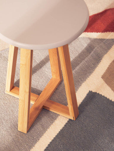 Viborg Grey and Natural Bamboo Round Stool