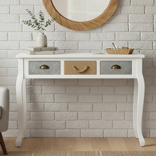 White Console Table with 3 Drawers, Weymouth