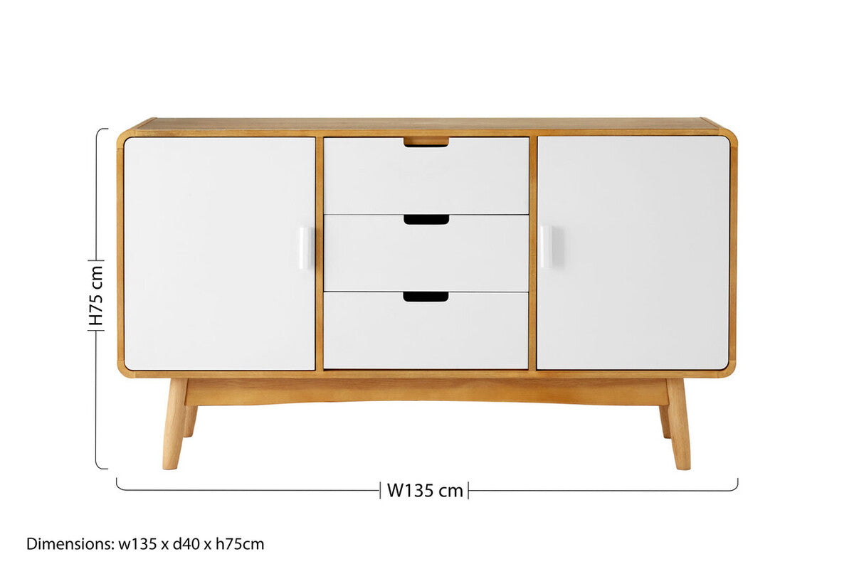 Malmo Sideboard | 3 Drawers and 2 Doors | Solid Oak Wood