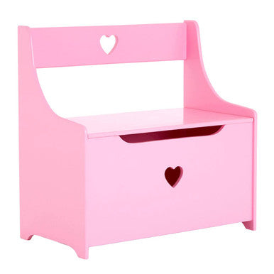 Kids Pink Heart Design Storage Box And Seat