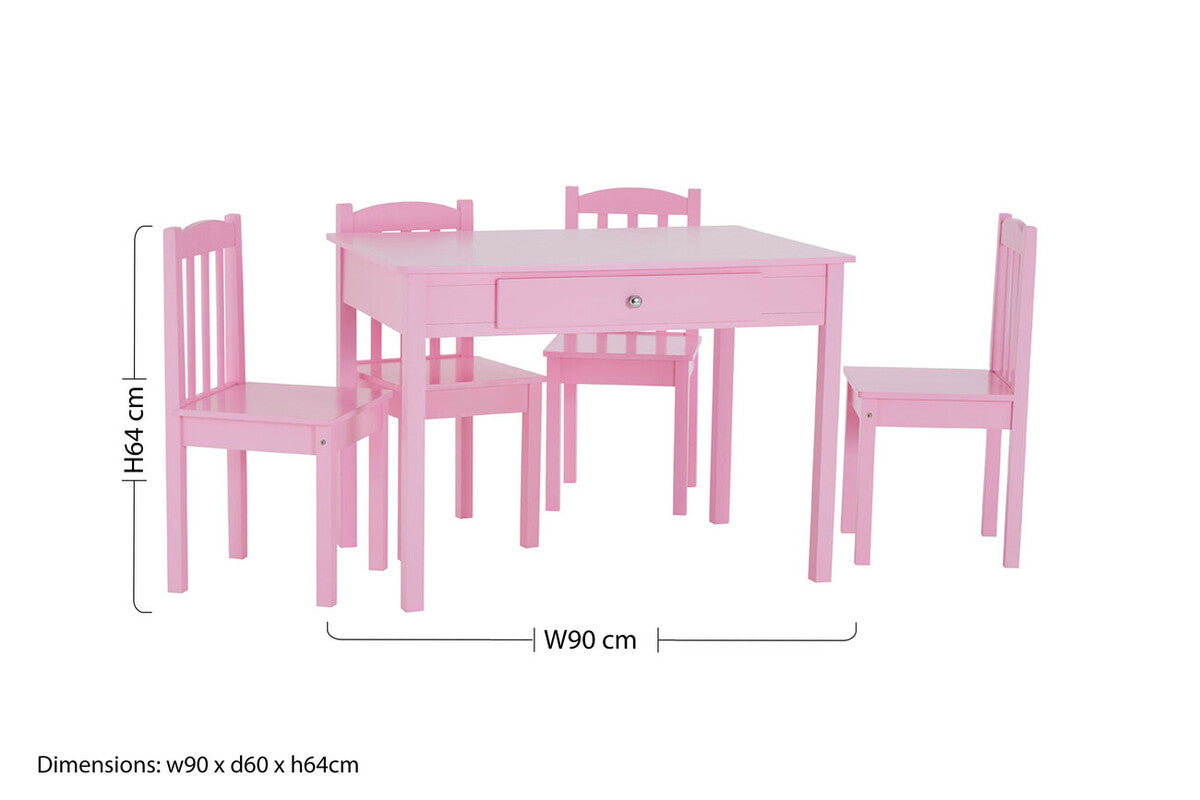 Kids 5 Piece Pink Table And Chair Set