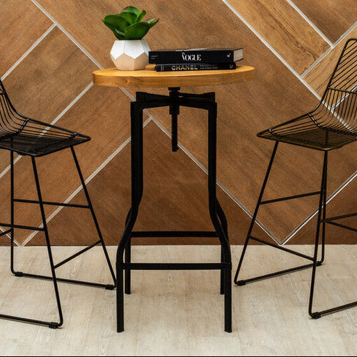 Natural Height Adjustable Bar Table with Metal Frame, New Foundry