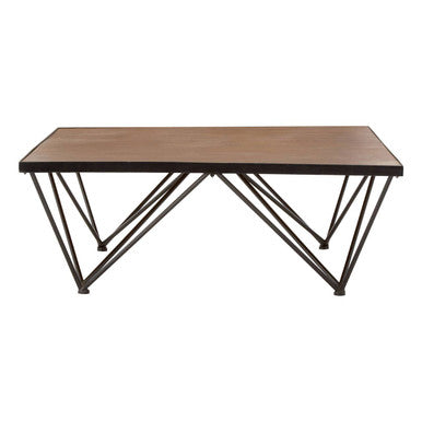Brown Wood Top and Iron Base Square Coffee Table | New Foundry