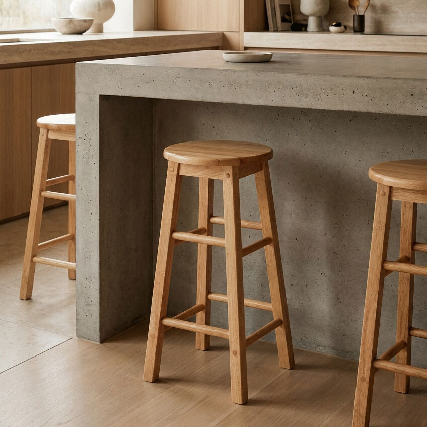 Natural Tropical Hevea Wood Bar Stool | Selby