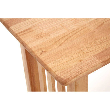 Natural Rubberwood Rectangular Console Table with Lower Storage Shelf and Lattice Panel Sides | Selby