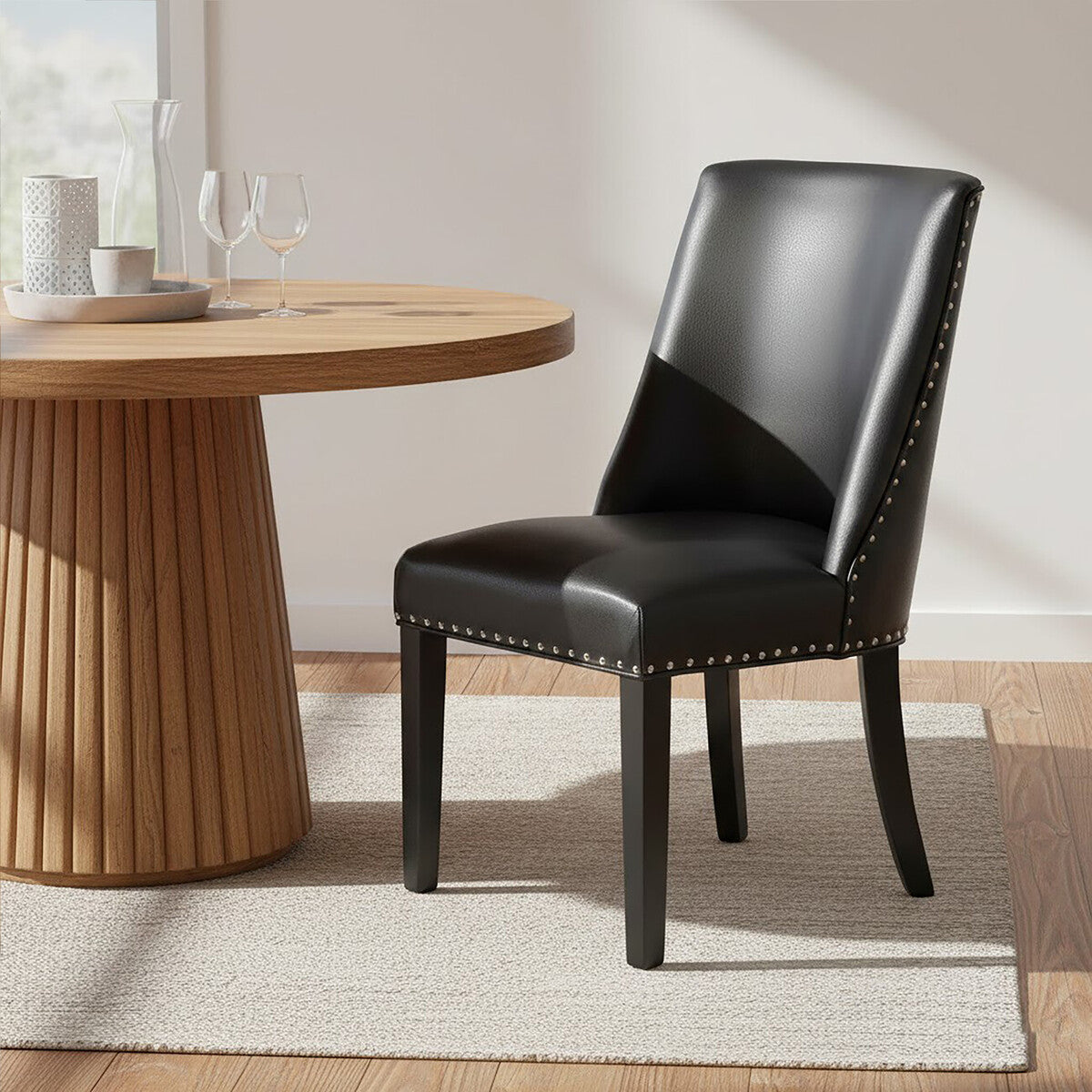 Rodeo Black Leather Effect Dining Chair