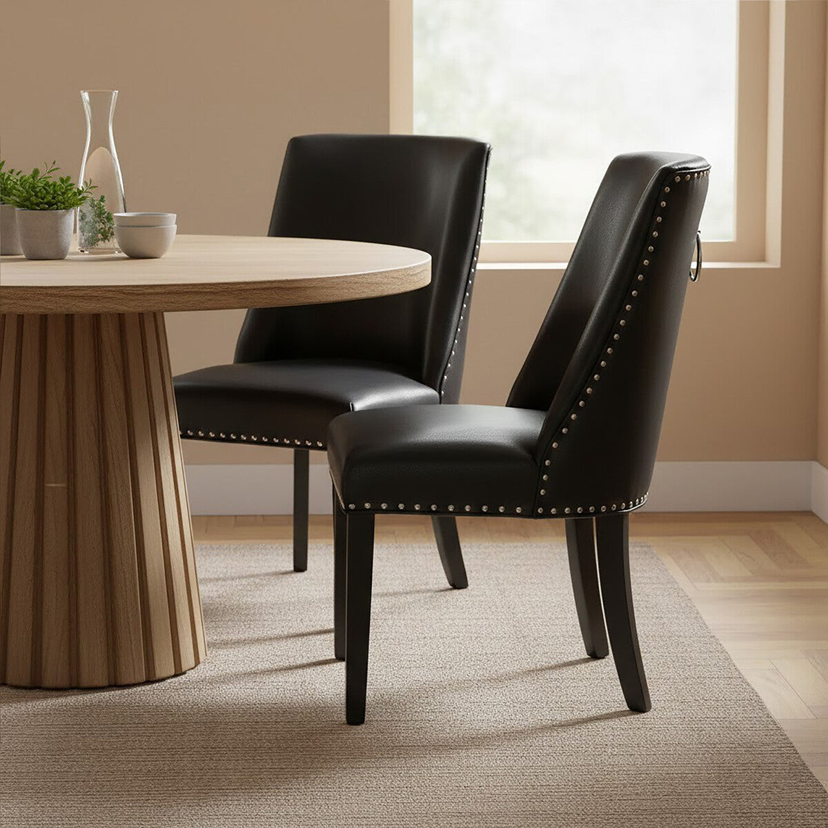 Rodeo Black Leather Effect Dining Chair