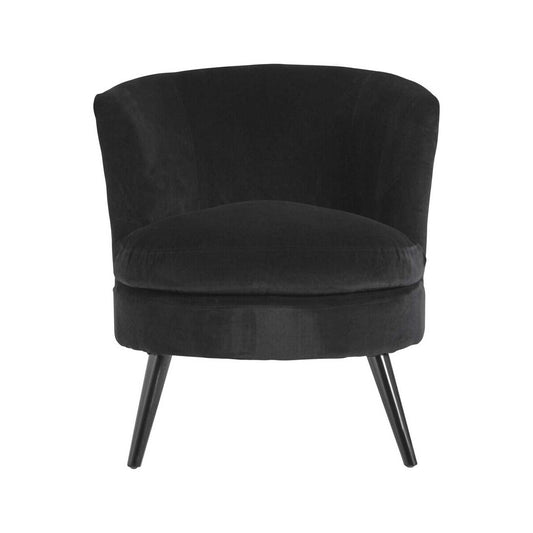 Round Plush Black Cotton Velvet Armchair