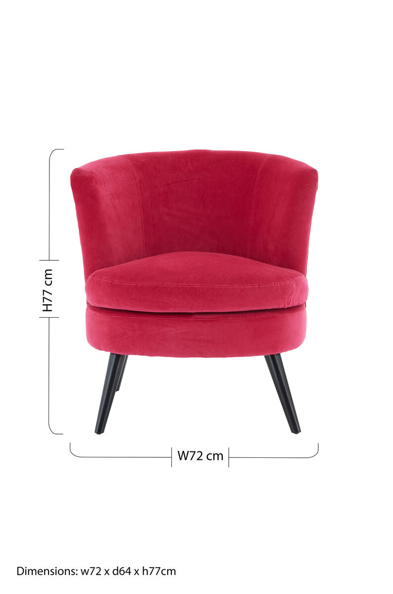Plush Pink Velvet Round Accent Chair