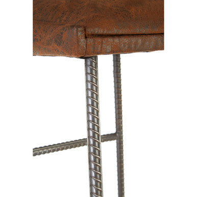 Brown Leather Effect Bar Stool | New Foundry