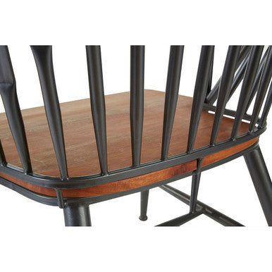New Foundry Walnut Wood And Metal Armchair